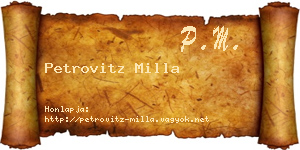 Petrovitz Milla névjegykártya